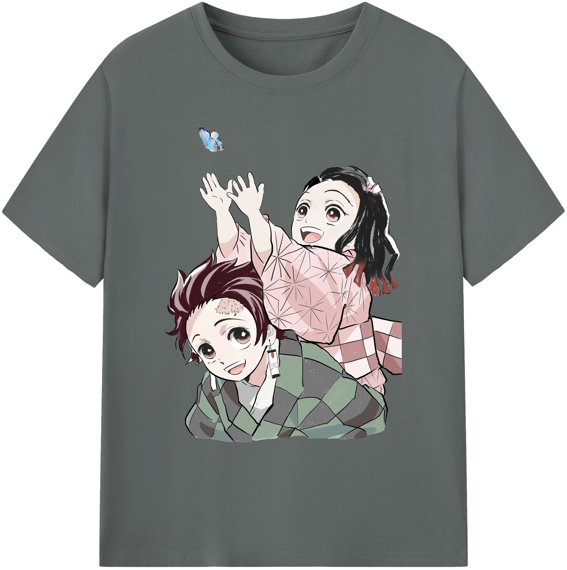 （画像用） 鬼滅の刃（きめつのやいば）竈門 禰󠄀豆子／かまど ねずこ Kamado Nezuko 綿100％ メンズ半袖Tシャツ｜肌触りやわらか＆通気性